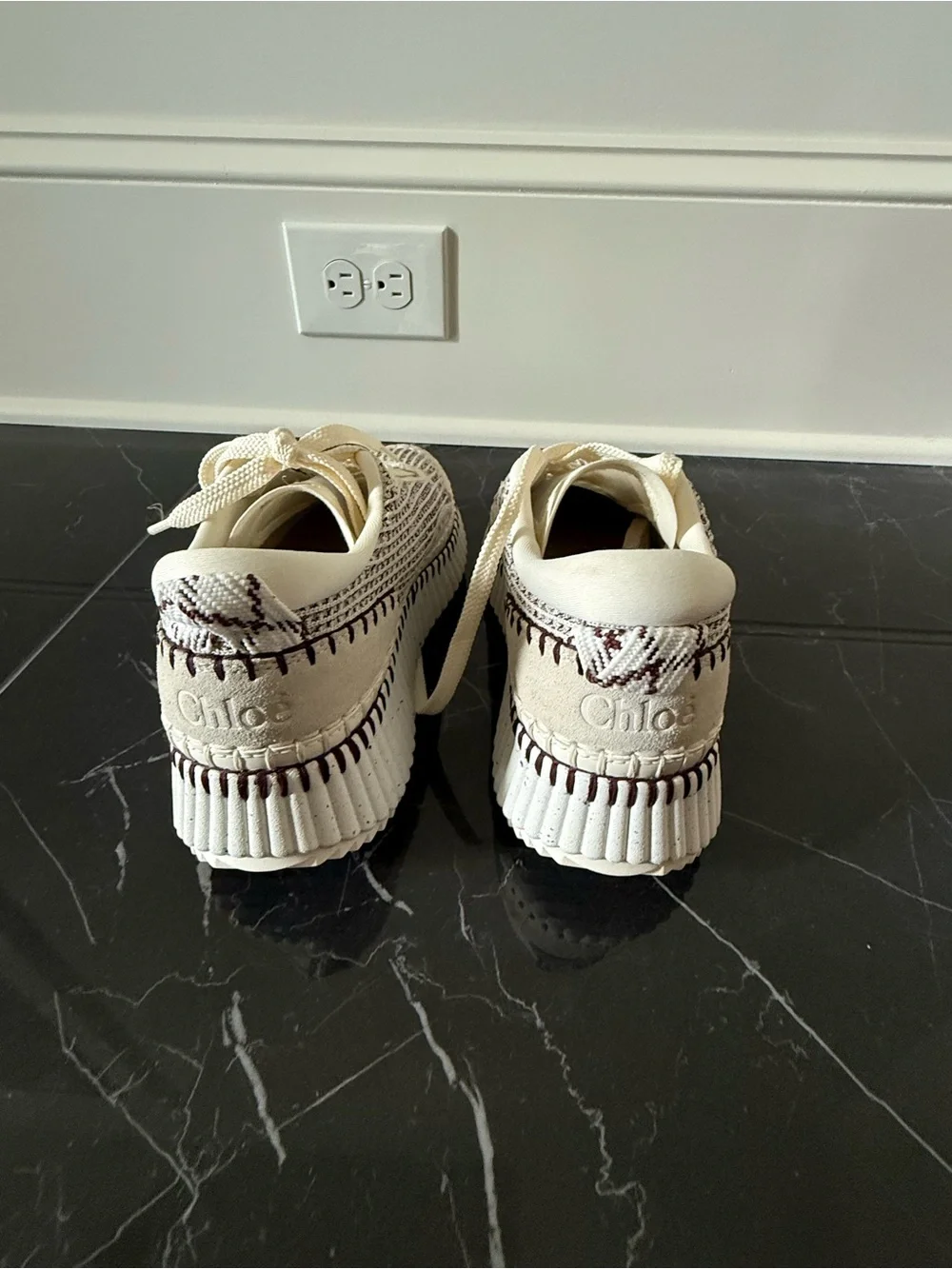 Chloe Cream Woven Sneakers